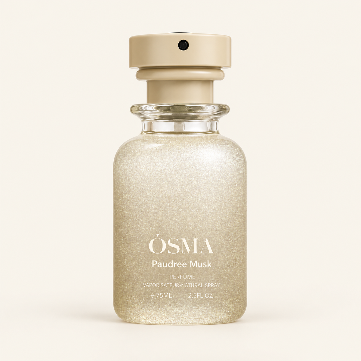 OSMA Paudree Musk Eau de Parfum 75ml on a consistent ivory studio background