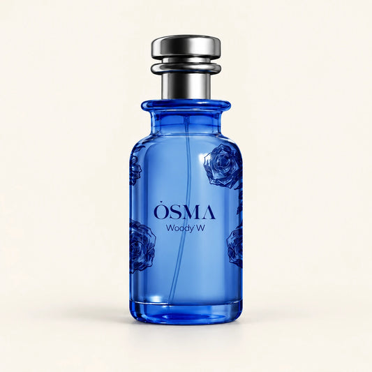 OSMA Woody W Eau de Parfum 75ml on a plain ivory studio background