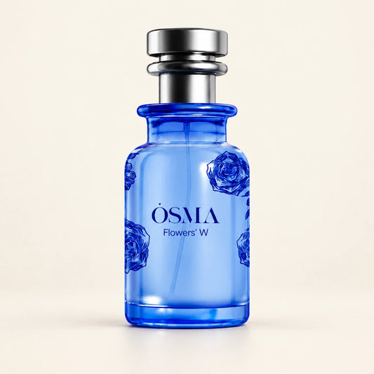 OSMA Flowers W Eau de Parfum 75ml on a plain ivory studio background