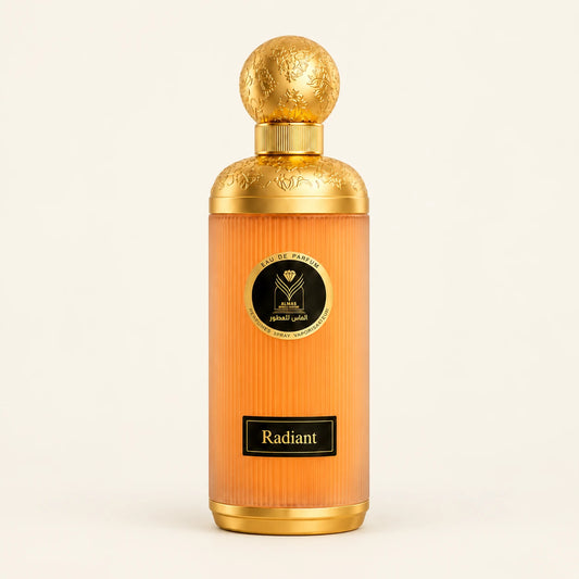 ALMAS Radiant Eau de Parfum 200ml on a plain ivory studio background
