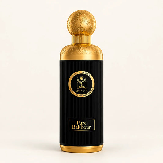 ALMAS Pure Bakhour Eau de Parfum 200ml on a plain ivory studio background