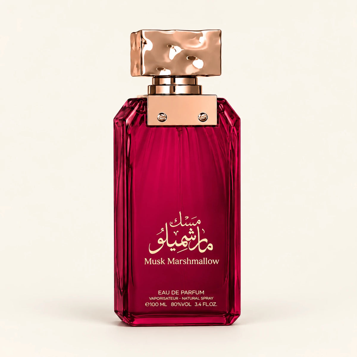 ALMAS Musk Marshmallow Eau de Parfum 100ml on a plain ivory studio background