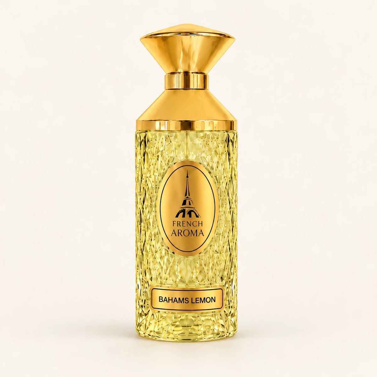 French Aroma Bahamas Lemon Extrait de Parfum 100ml on a plain ivory studio background