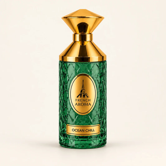 French Aroma Ocean Chill Extrait de Parfum 100ml on a plain ivory studio background