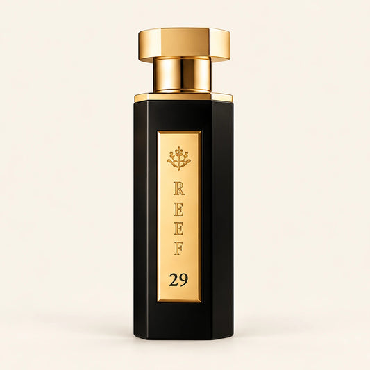 REEF 29 Eau de Parfum 100ml on a plain ivory studio background