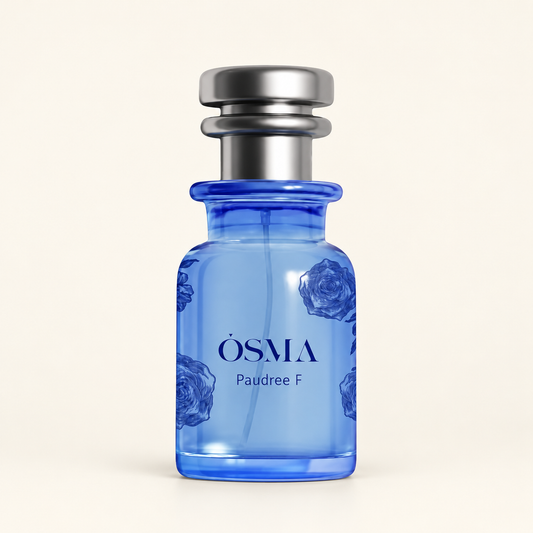 OSMA Paudree F Eau de Parfum 75ml on a consistent ivory studio background