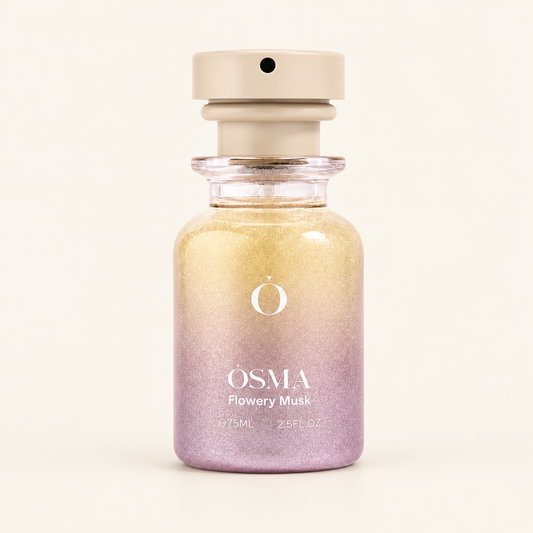 OSMA Flowery Musk Eau de Parfum 75ml on a consistent ivory studio background