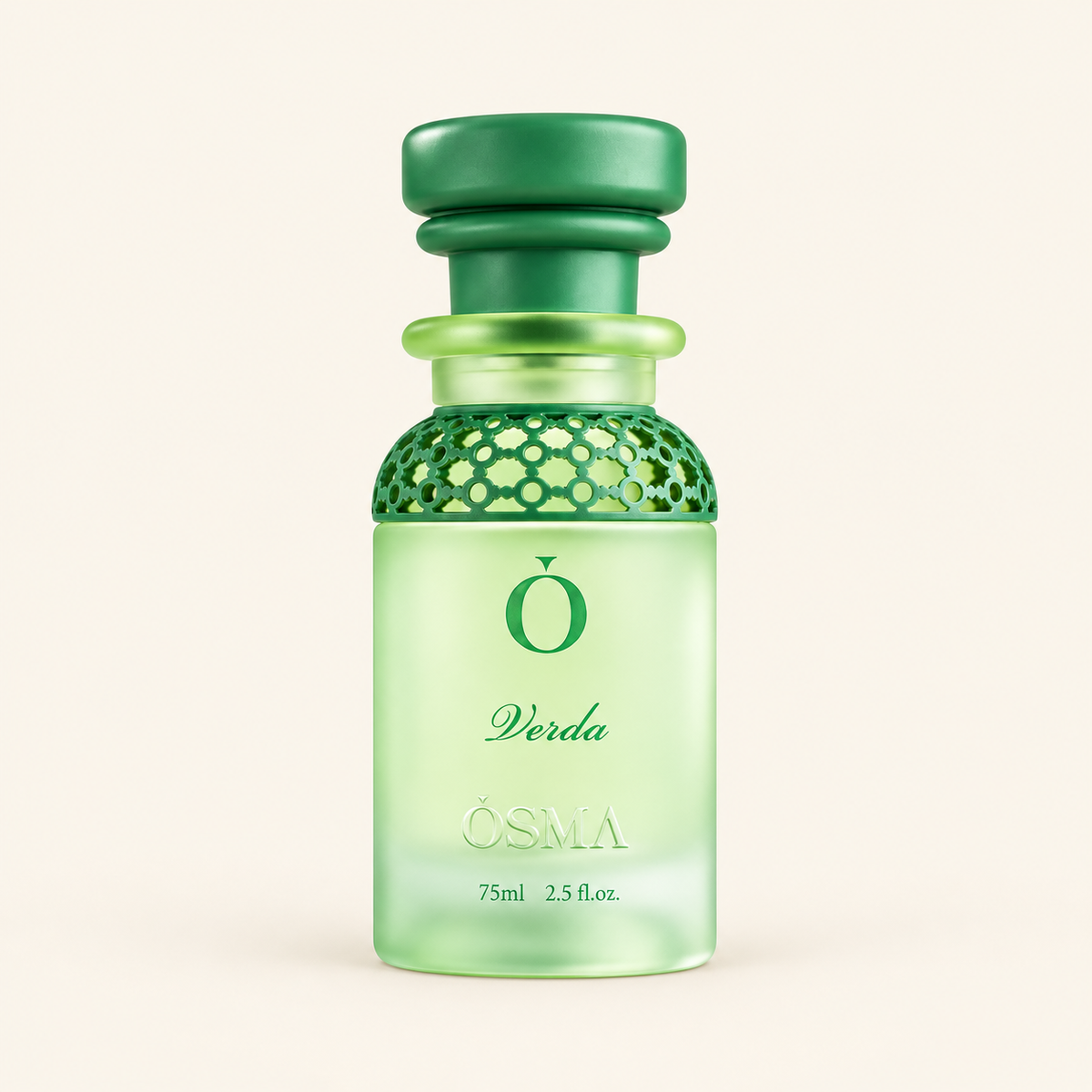 OSMA Verda Eau de Parfum 75ml on a consistent ivory studio background