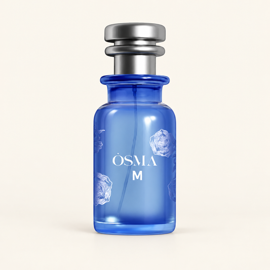 OSMA M Eau de Parfum 150ml on a consistent ivory studio background